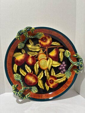 Houseware international Decorative Fruit Ceramic Serving Bowl Twisted Handles